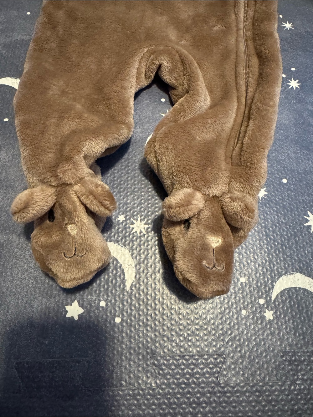 Plush Brown Footed One-Piece Pajamas for Kids